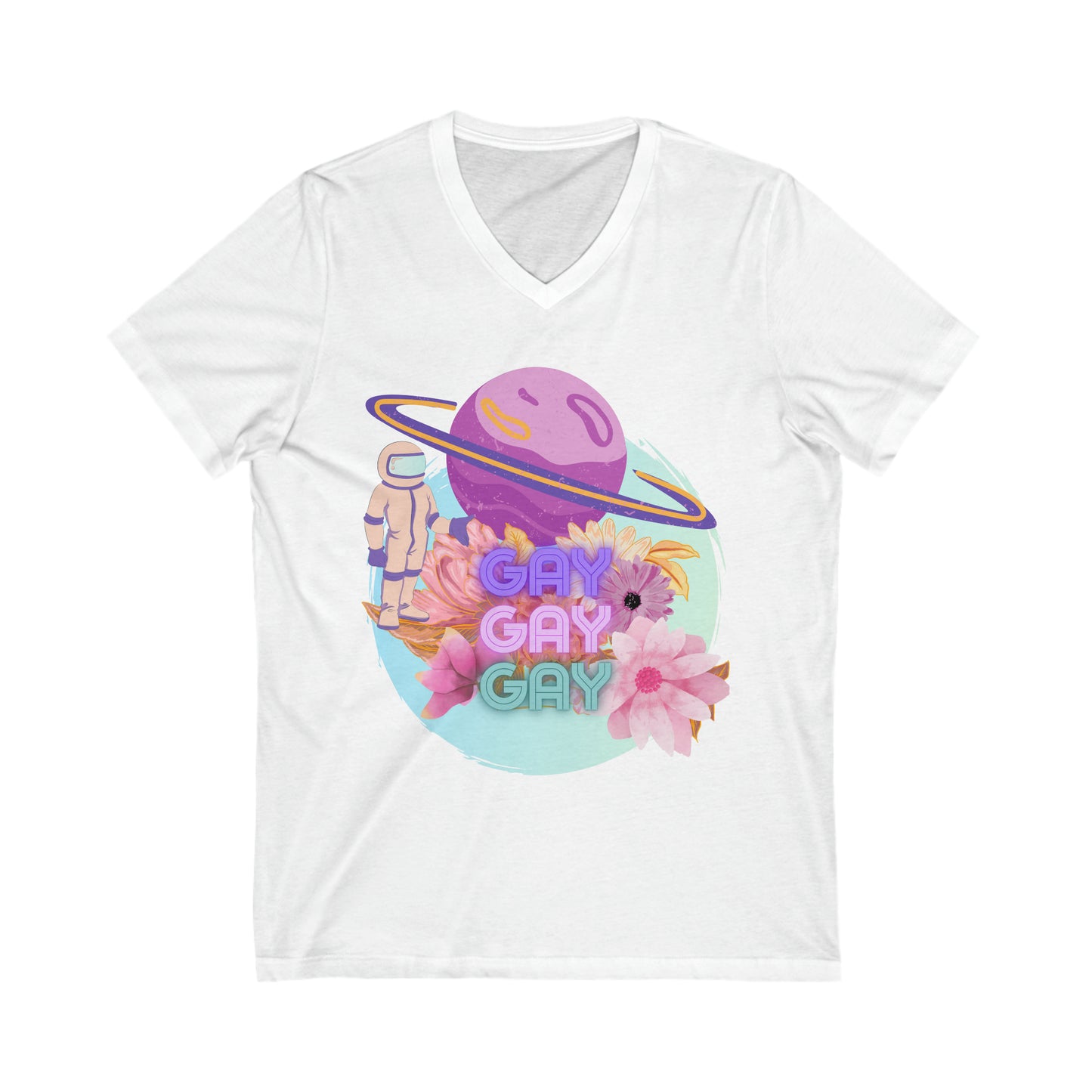 gay gay gay in space - premium v-neck tee