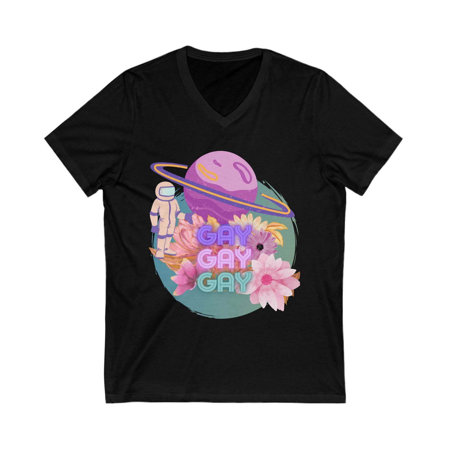 gay gay gay in space - premium v-neck tee