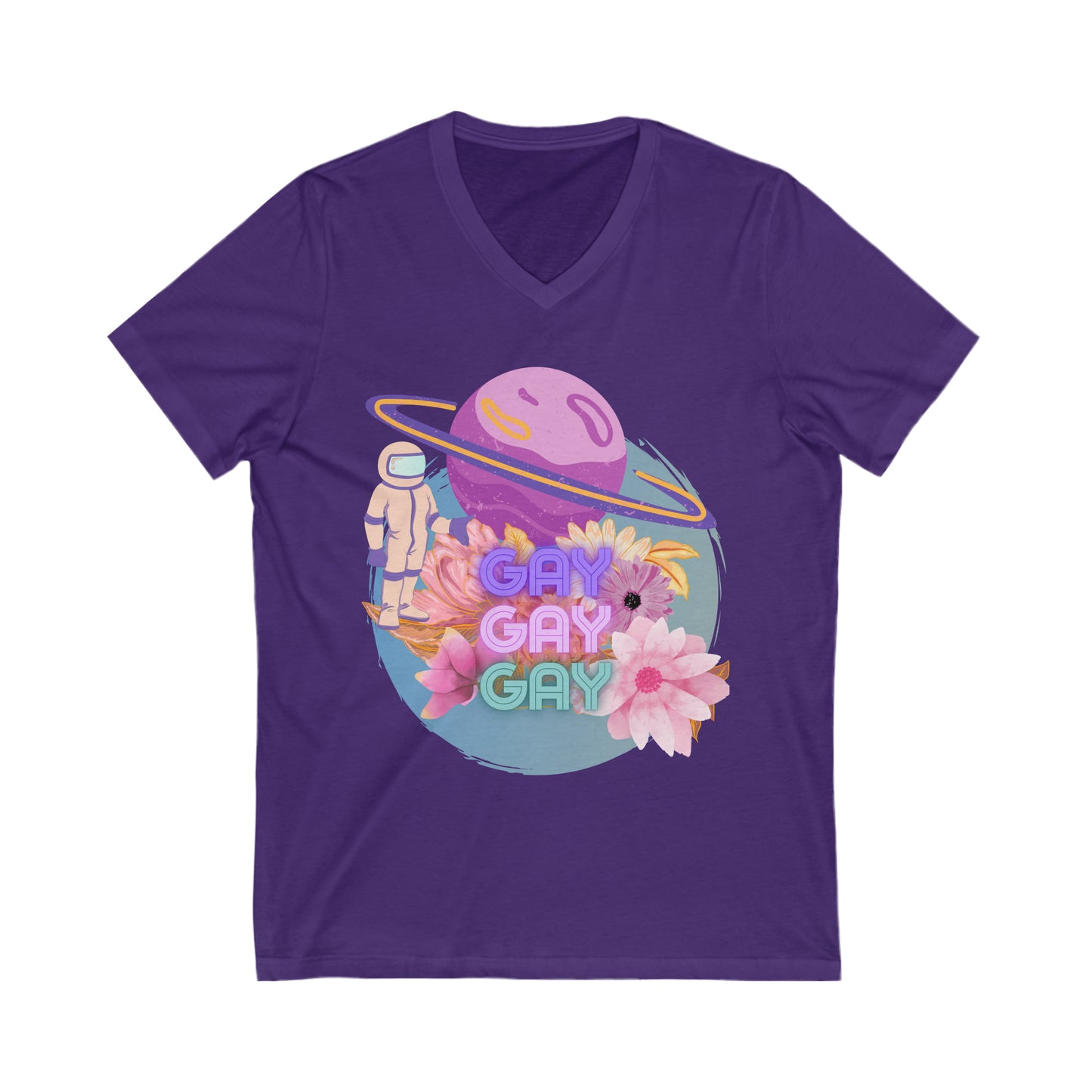 gay gay gay in space - premium v-neck tee