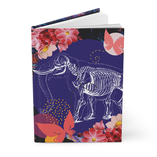 flowery elephant skeleton hardcover journal