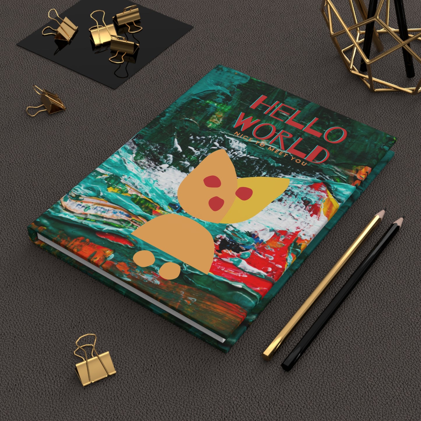 hello world cat - hardcover journal matte