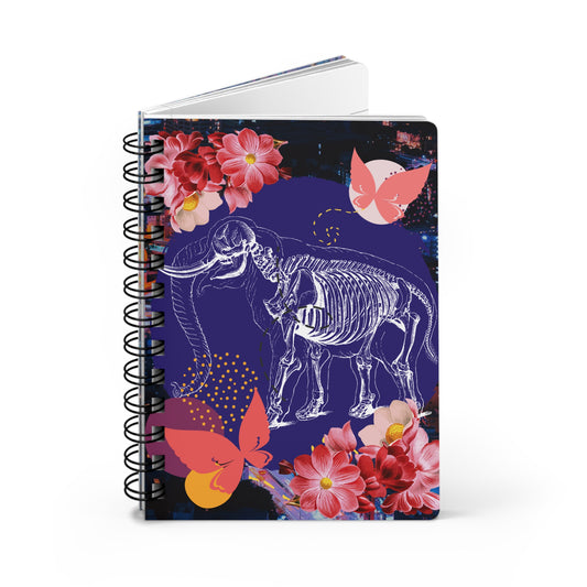 flowery elephant skeleton - spiral bound journal