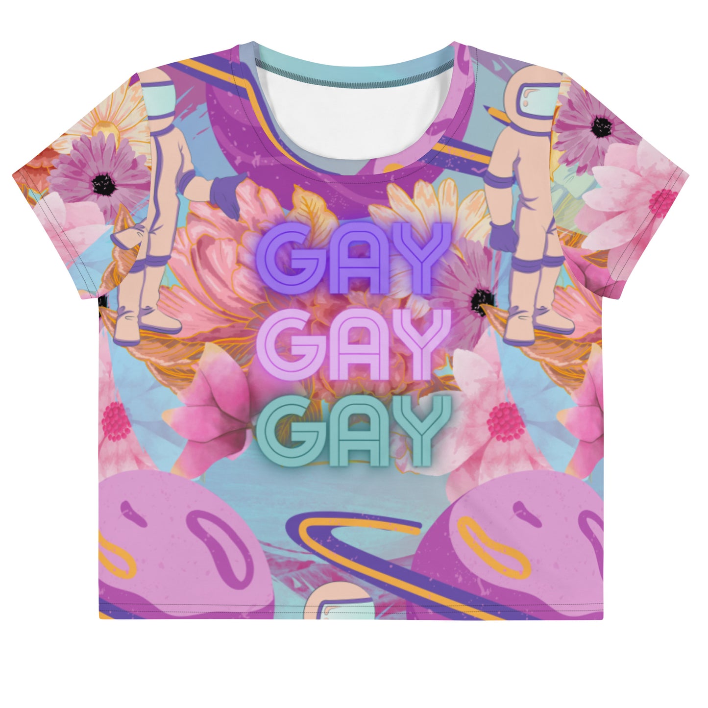 gay gay gay in space - premium crop top