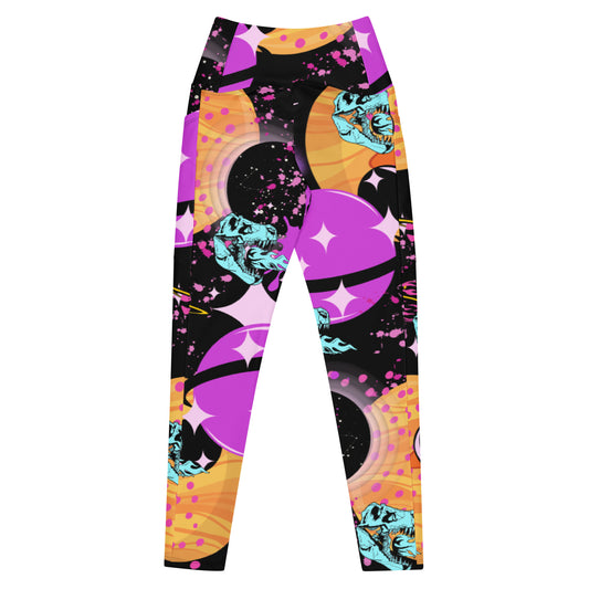 space dinosaur - leggings with pockets