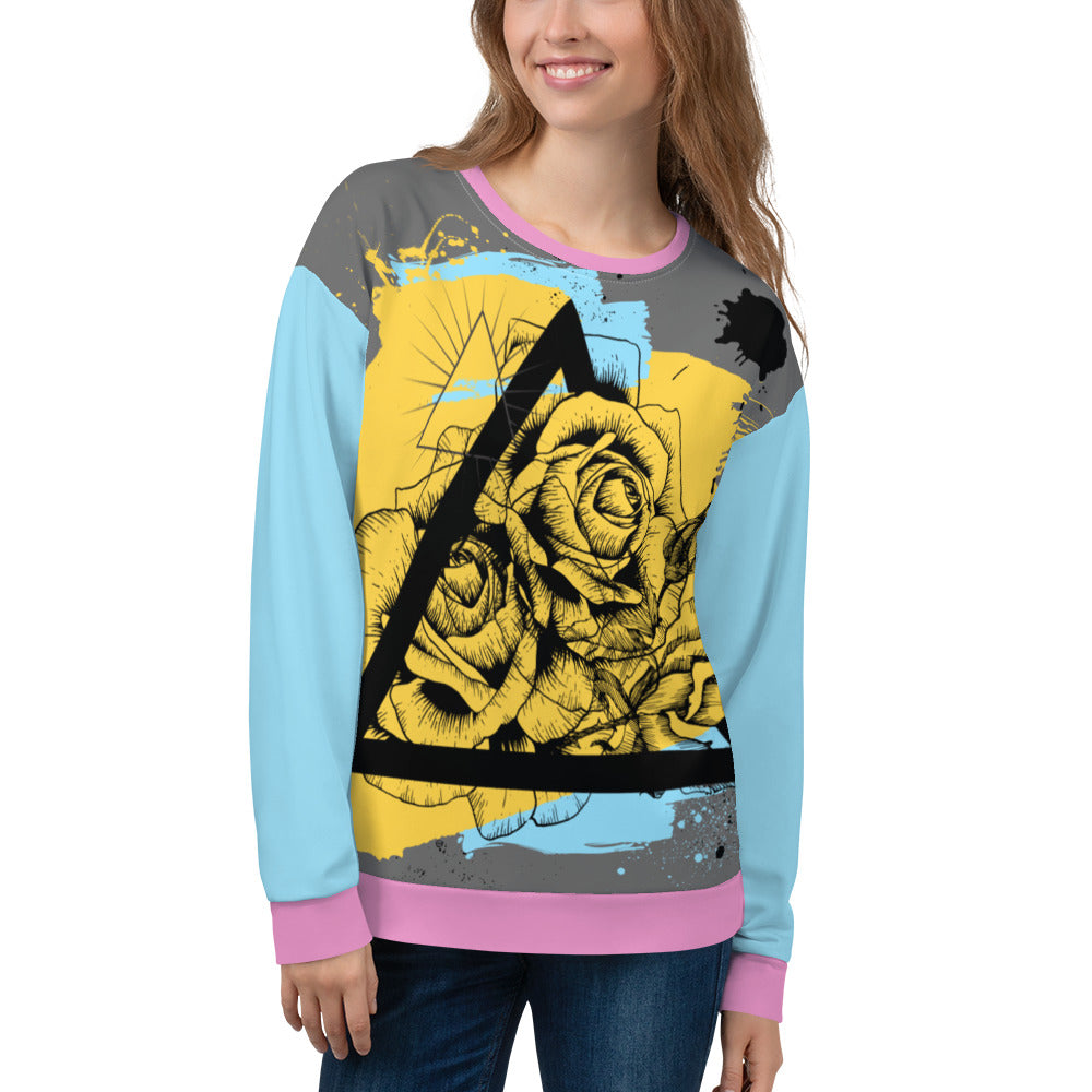 modern throwback rose - all over print sweatshirt