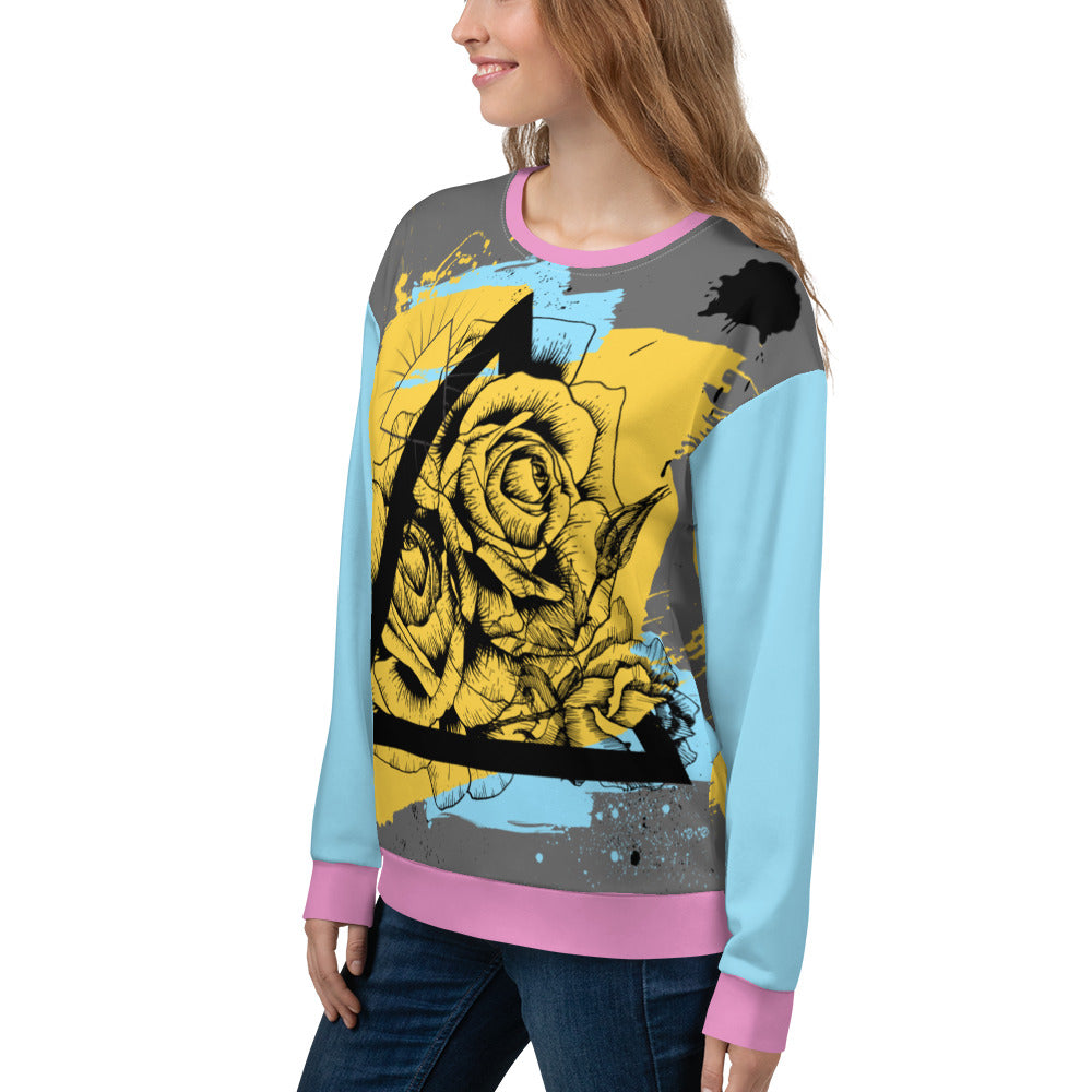 modern throwback rose - all over print sweatshirt