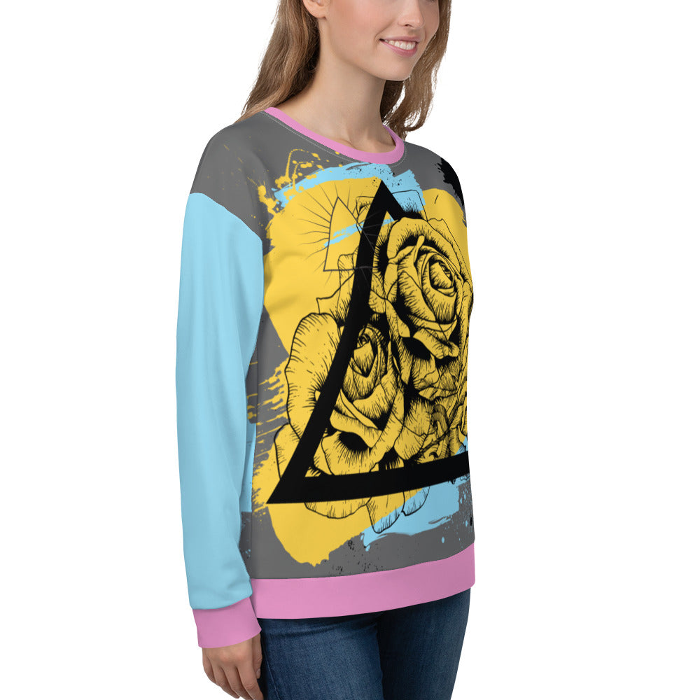 modern throwback rose - all over print sweatshirt