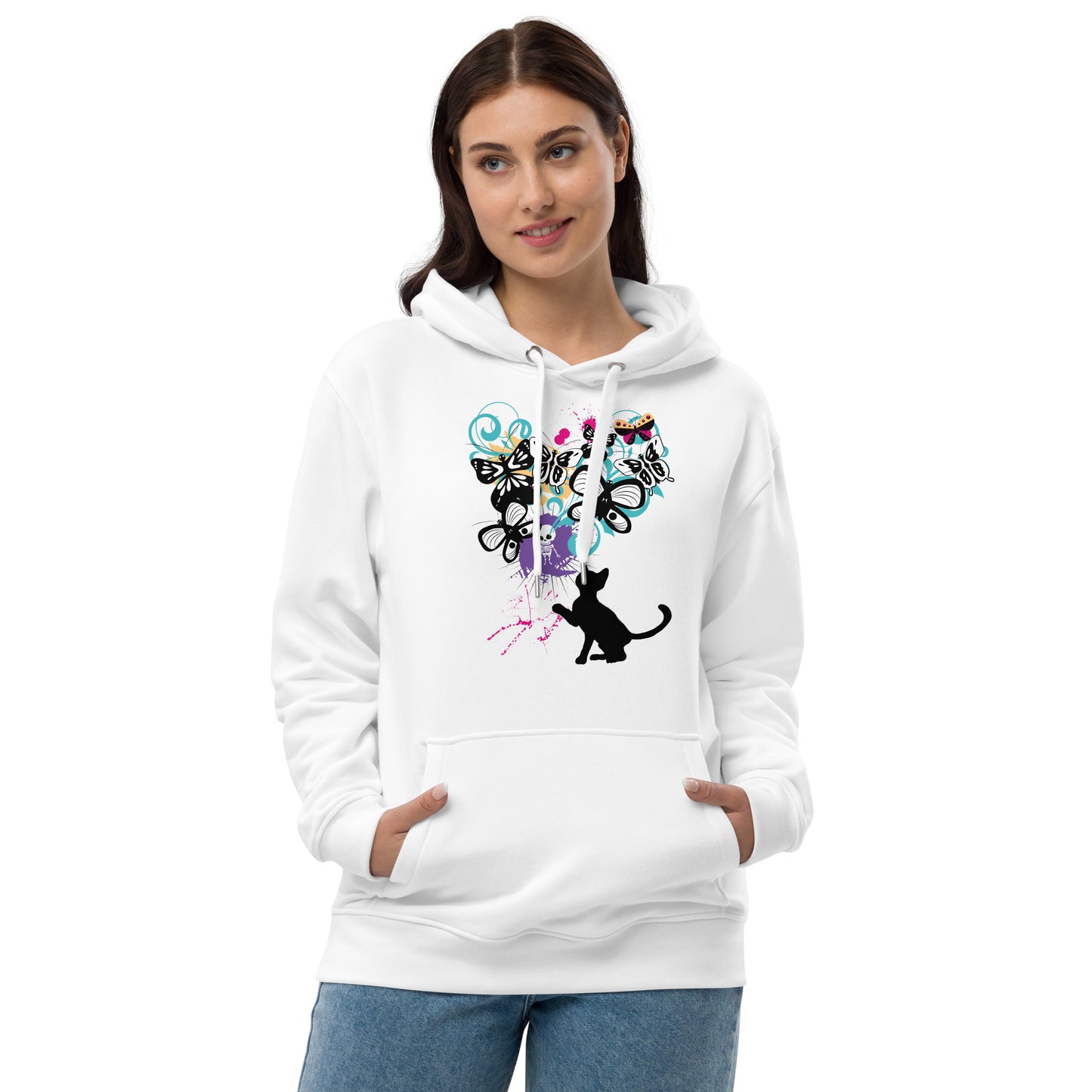 psychedelic kitty - premium eco hoodie