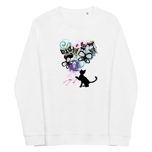 psychedelic kitty - organic raglan sweatshirt